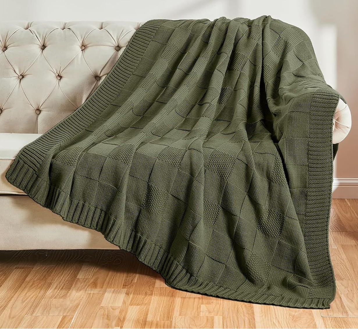 Geometric Patchwork Knit Throw – 7 Colours