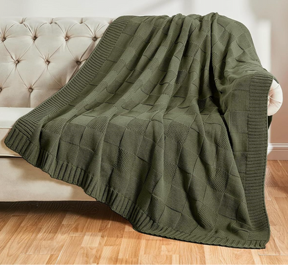 Geometric Patchwork Knit Throw – 7 Colours